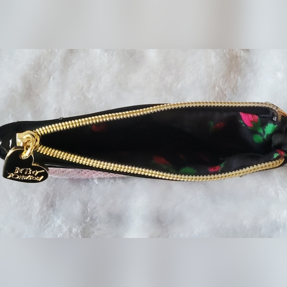 Betsey Johnson Pink and Black Floral Sequin Pouch - Picture 3 of 3